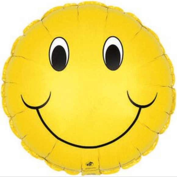 18" FOIL BALLOON SMILEY FACE YELLOW - Picture 1 of 2